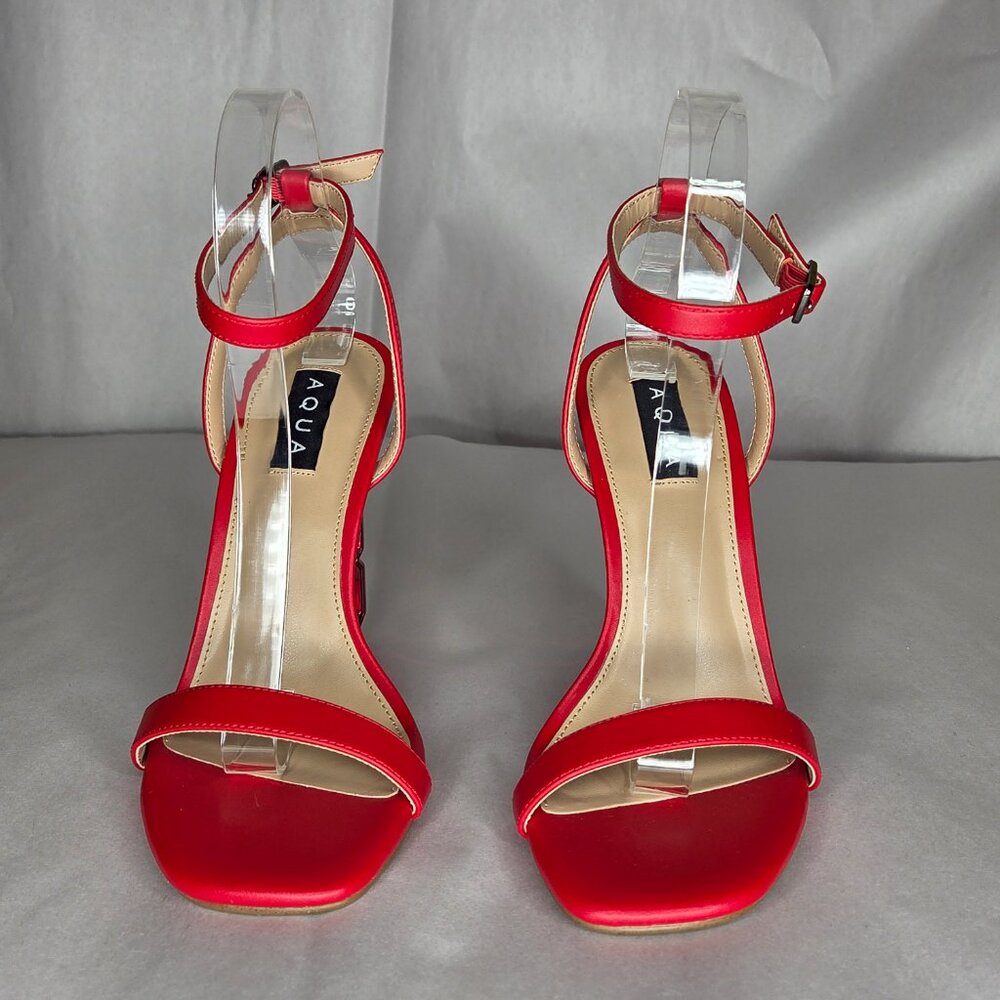 Aqua Women's Dori Red Crystal High Heeled Sandal Heels Size 7.5 - Picture 2 of 6